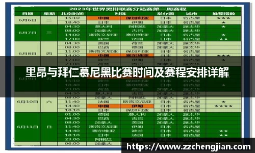 DB旗舰里昂与拜仁慕尼黑比赛时间及赛程安排详解